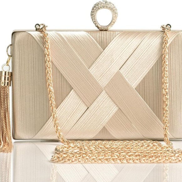 Clutch Purses for Women - Evening Bag Tassel Pendant Clutch for Bride Party Prom - Picture 1 of 7